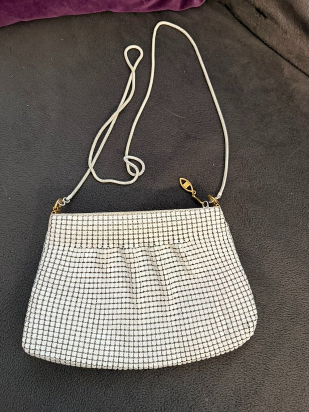 Vintage Y&S Original White Metal Mesh Crossbody Bag